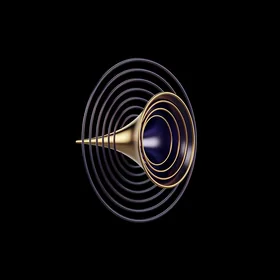 Cone metálico com ondas concêntricas